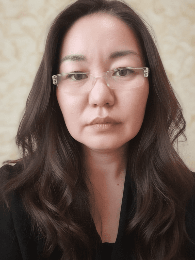 woman in black long sleeve shirt standing near brown wooden shelf